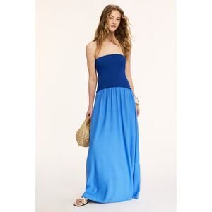 Solid & Striped Blue Strapless Soglio Dress